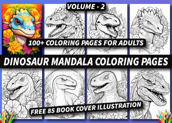 100 Dinosaur Mandala Coloring Pages