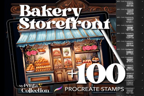 100 Procreate Bakery Storefront Stamps