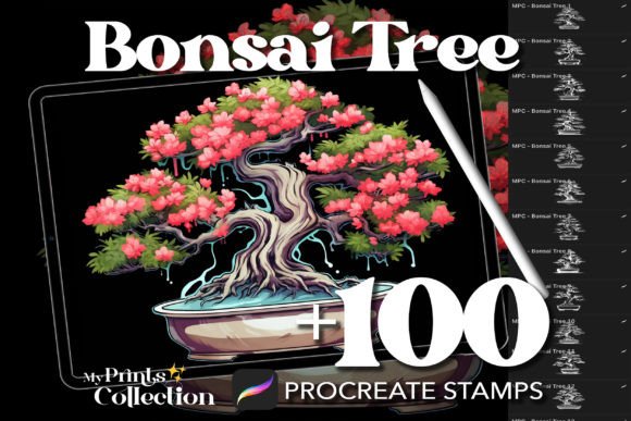 100 Procreate Bonsai Tree Stamps