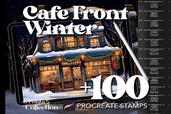 100 Procreate Cafe Storefront Winter Stamps: Elevating Digital Art with Seasonal Charm