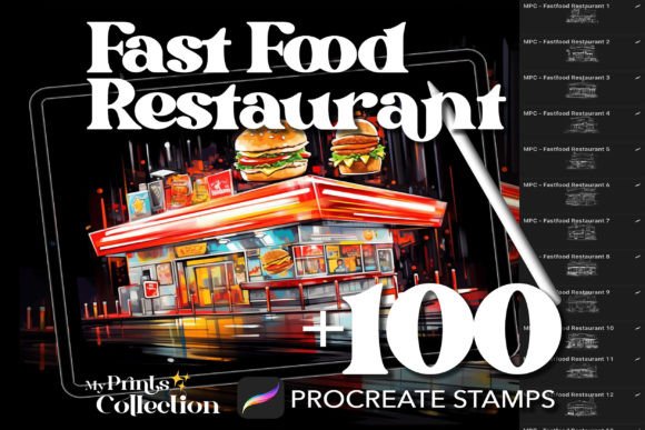 100 Procreate Fast Food Restaurant Stamps: A Flavorful Addition to Your Digital Art