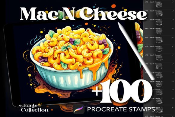 100 Procreate Mac N Cheese Stamps: Add Cheesy Joy to Your Digital Creations