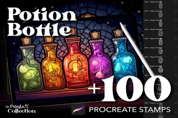 100 Procreate Potion Bottle Stamps