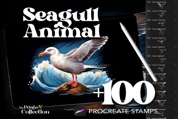 100 Procreate Seagull Stamps