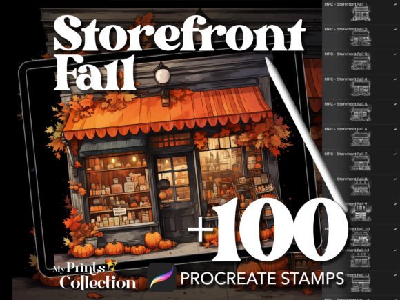 100 Procreate Storefront Fall Stamps