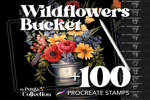 100 Procreate Wildflower Bucket Stamps