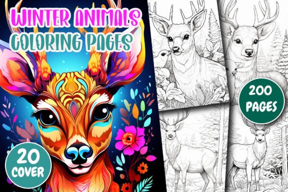 200 Winter Animal Coloring Pages Vol - 1: A Mindful Escape for Adults