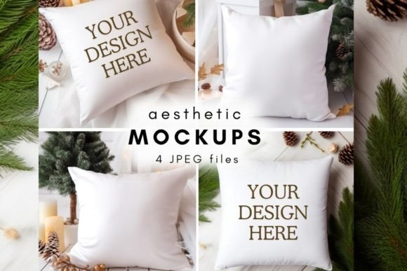Christmas Pillow Mockup Bundle - Instant