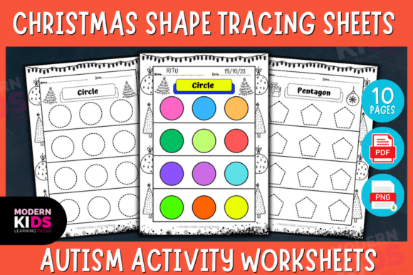 Christmas Shape Tracing Activity Sheets for Young Learners