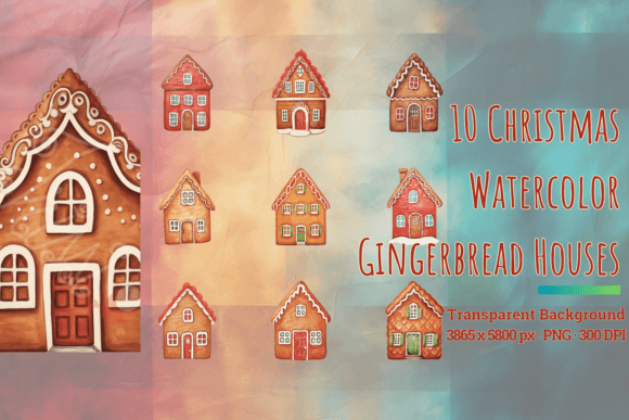 Christmas Watercolor Gingerbread Houses: A Festive Design Resource for Holiday Creations