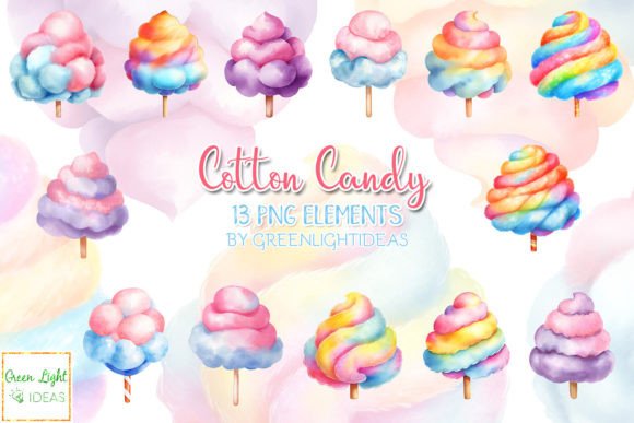 Cotton Candy Clipart, Rainbow Sweets: A Sweet Addition to Your Creative Projects