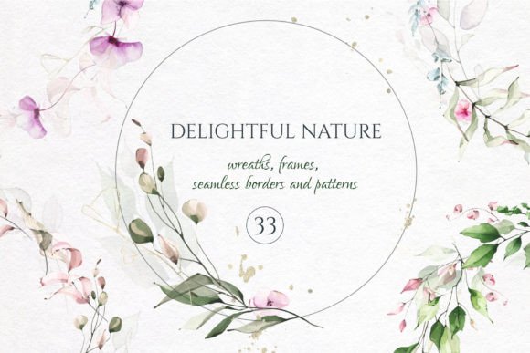 Delightful Nature. 33 Watercolor Frames
