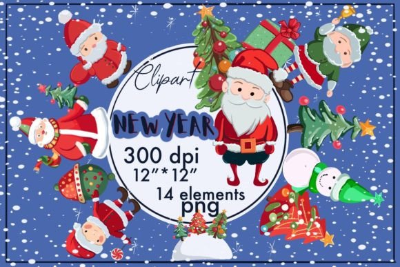 Happy New Year, Christmas. Santa Claus – A Magical Digital Illustration Collection for Your Creative Projects