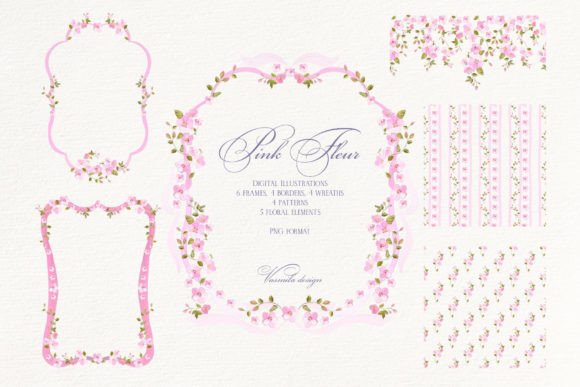 Pink Flower Borders Wreaths and Frames: A Versatile Digital Asset for Creative Professionals