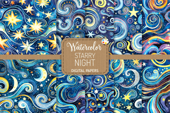 Starry Night Watercolor Backgrounds: A Versatile Design Resource for Creative Projects