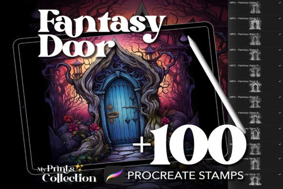 Unlock the Enchantment of Your Digital Art with 100 Procreate Fantasy Door Stamps
