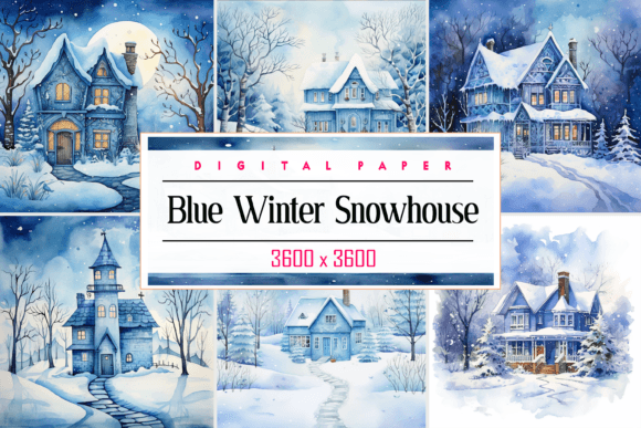 Watercolor Blue Winter