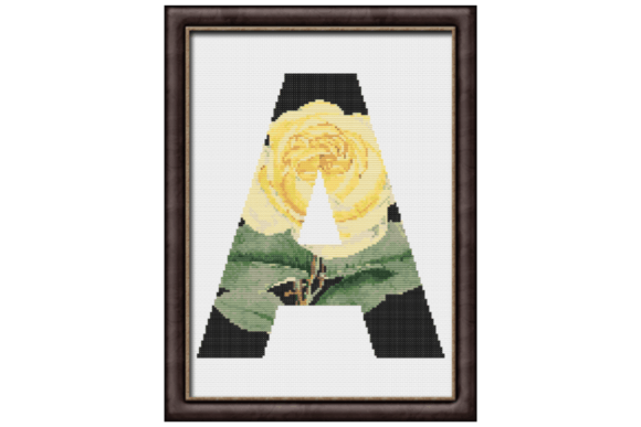 Yellow Rose on Black Monogram
